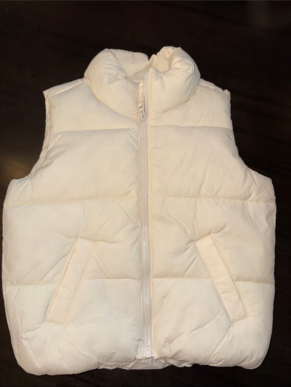 Old Navy Kids Cream Puffer Vest - Sleeveless Quilted Jacket